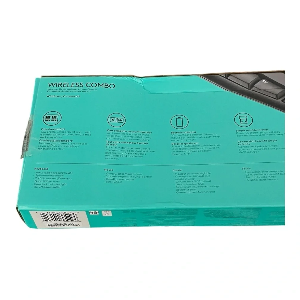 Logitech Wireless Keyboard & Mouse Combo – Full Size, USB‎ Receiver, Brand New